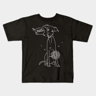 Funny greyhound design; Greyhound with a dandelion flower Kids T-Shirt